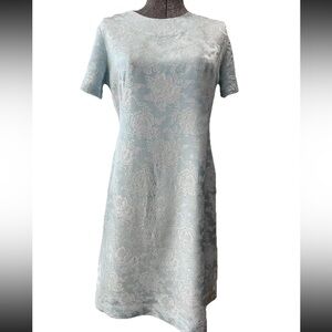 Vtg 1960/70s zip up homemade/handmade blue sparkly rose dress-read msmts! Med/8‎